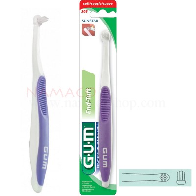 GUM End Tuft Toothbrush, end tip 308